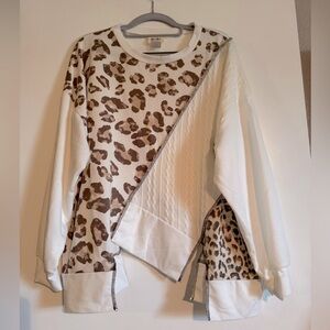 NWOT Leopard Print and Cream Sweatshirt